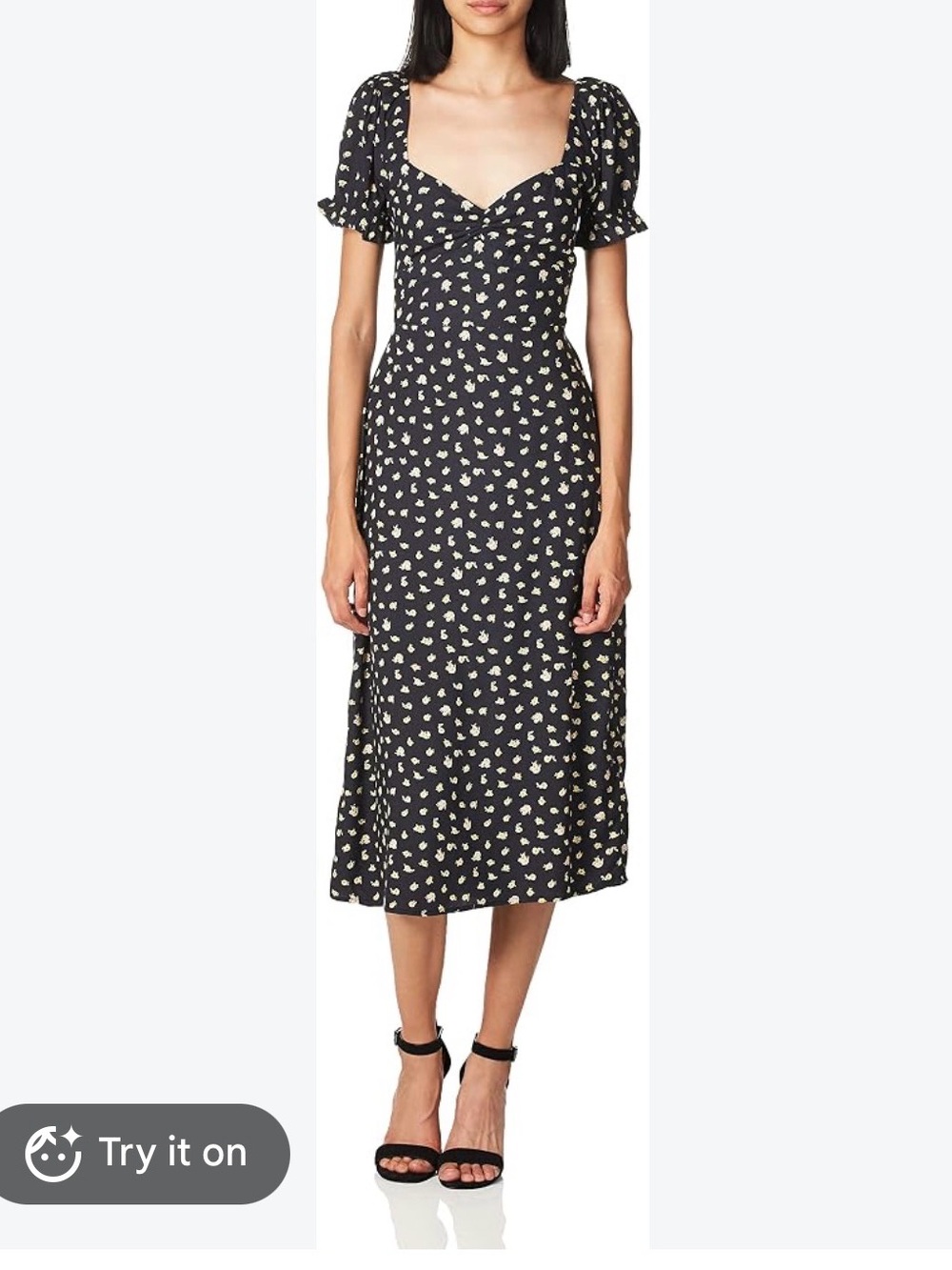 Billabong Black Midi Dress with Cream Floral Print